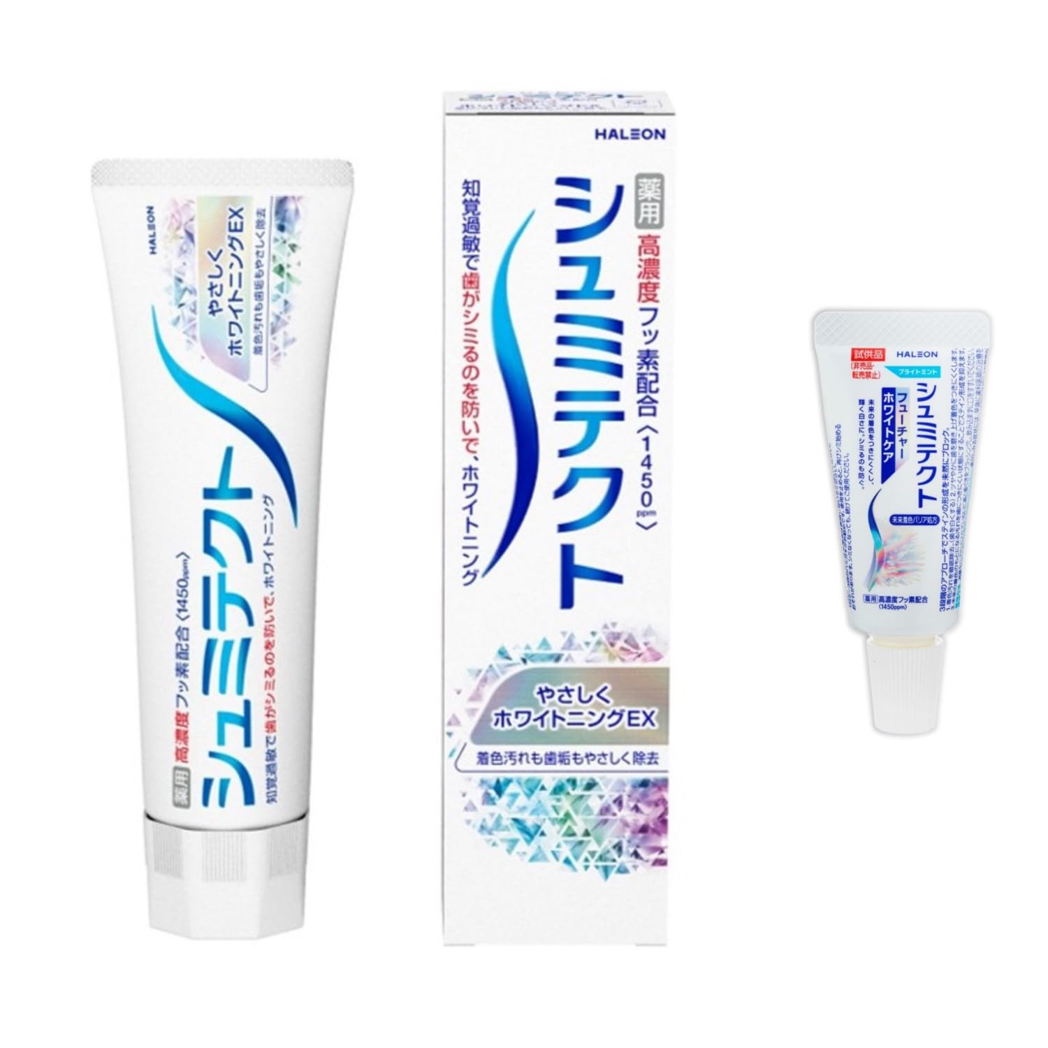 【Amazon.co.jp限定】シュミテクト やさしくホワイトニングEX【医薬部外品】ホワイトニング 歯磨き粉 知覚過敏ケア 高濃度フッ素配合<1450ppm> + おまけ付き商品画像