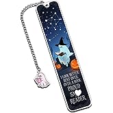 Funny Ghost Metal Bookmark for Spicy Book Lovers Halloween Reader Gift with Witch Hat Charm Cute Ghost Bookmark for Bookworms Book Marks for Reading Women Reading Accessories Boo Basket Stuffers