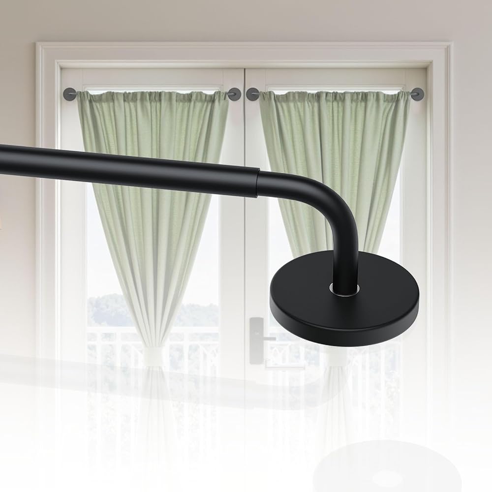 Rodzwin 1 Pack Magnetic Curtain Rod for Metal Door, 16 to 30 Inch Curtain Rods 3/8 Inch Diameter Adjustable Magnetic Curtain