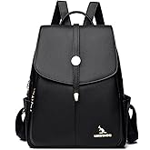 YUNZLAN Korean Style Black Leather Backpack Purse Casual Fashion Backpack for Girls Women Daypack