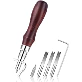 Jmuiiu Leather Groover Tool, 7 in 1 Pro Adjustable Stitching Groover | Creasing Edge Beveler, Leathercraft Kits, Leather Carving Cutting Edge Tools for Leathercraft Work