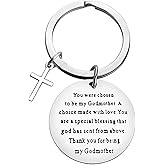 Baixian Godmother Keychain Baptism Gifts for Godmother You are A Special Blessing That God Has Sent from Above Keychain Jewelry from Goddaughter Godson Birthday Christening Christmas, Silver, Small