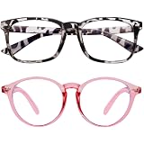 Blue Light Blocking Glasses 2pack Square Computer Glasses Women/Men, Nerd Reading Gaming Glasses Non Prescription