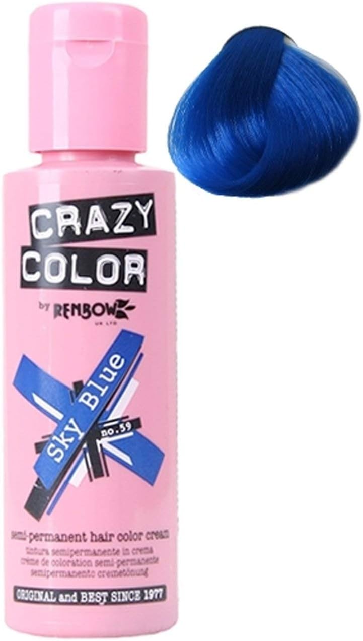 Crazy Color Sky Blue No.59 Semi Permanent Hair Dye 100ml Box of 4