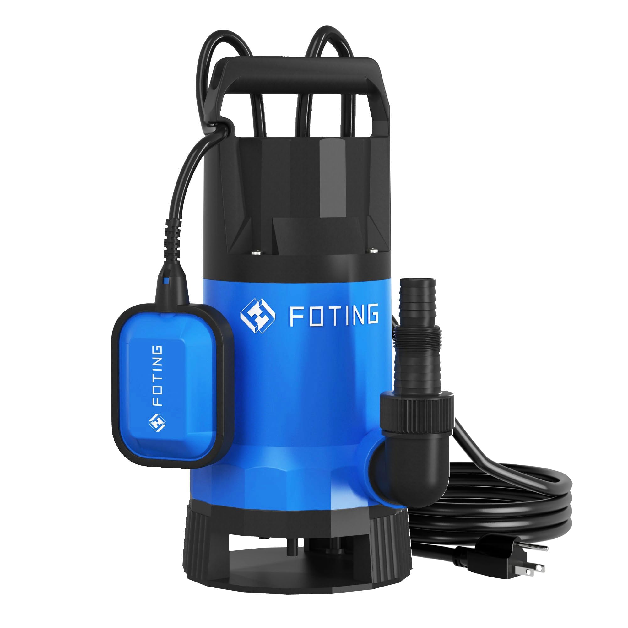 FOTING Schmutzwassertauchpumpe 1000 W, 17600 l/h, Förderhöhe max. 11 m, Eintauchtiefe max. 7 m, Schwimmerschalter, für Pool, Keller und Gartenteich