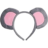 Yilistore Grey Mouse Headband for Halloween Festival Party Cosplay, Mouse Ears Headpiece Animal Costume Accessories
