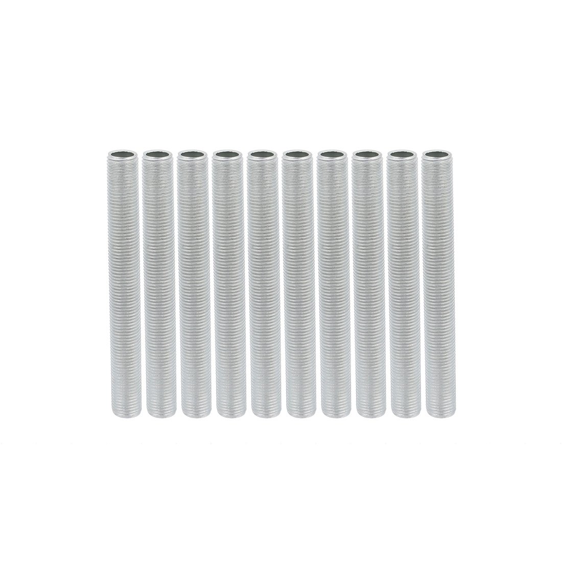 Sourcingmap Lamp Pipe Nipple, M10 Thread 85mm Length Hollow Lamps Repair Part Hardware for Lamp Lights, Zinc Plated Silver Tone, Pack of 10