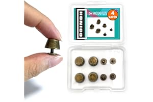 Honigo 4 Pack Bronz Rivets Stud Handbag Purse Feet 1/2 inch Flat Head Metal Solid Brass Studs Screw Back Feet 12mm Buckle Spikes Leathercraft for Leather Bag Totes DIY Craft