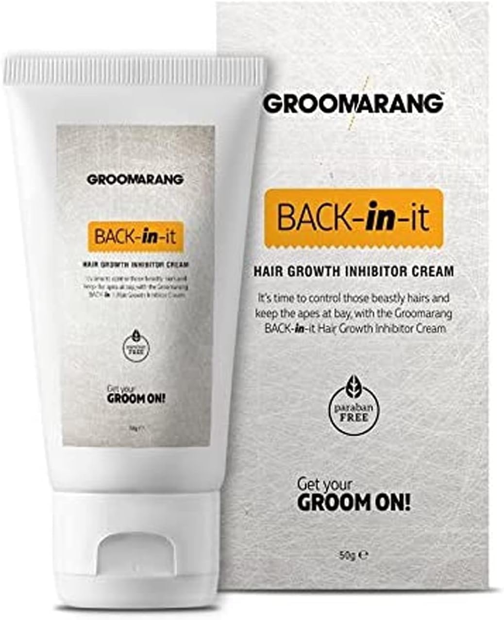 Groomarang Hair Growth Inhibitor Cream - Permanent Body and Face Hair Removal - Modern Day Ant Egg Cream - Back In It - Paraben Free Hair Remover for Face and Body - Made in UK - 50G