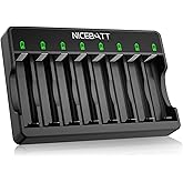 Smart 8 Bay AA AAA Battery Charger, Over-Discharge Damage Repair, USB Type-C Fast Charging for Ni-MH Ni-CD Rechargeable Batteries