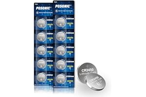 PGSONIC CR2450 Batteries, 3 Volt Lithium Coin Battery 10 Count, High Capacity and Leak-Free Performance