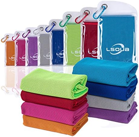 Lsoua Super Absorbent Cooling Towel for Instant Relief - 40"12" - for Sports, Workout, Fitness, Gym, Yoga, Pilates, Travel, Camping &amp; More (Rose Red, 40"x12")