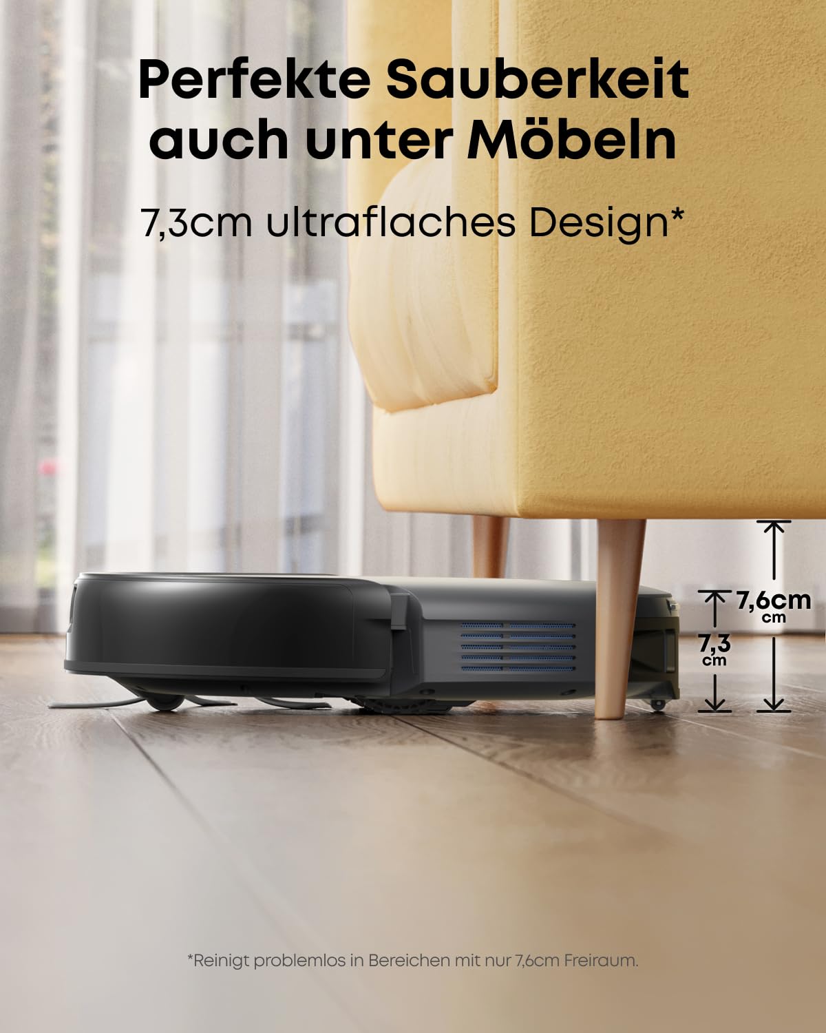 eufy C10 Saugroboter mit Automatischer Absaugstation, 7,3cm Ultraflaches Design, Teppichreinigung, Ausfahrbare Seitenbürste für Ecken, Automatische Entleerung, Punktlaser- & Infrarot-Navigation 5