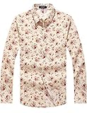 SSLR Men's Floral Button Down Long Sleeve Shirt