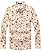 SSLR Men's Floral Cotton Casual Long Sleeve Button Down Shirt
