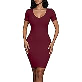 ZERMOM Women's Short Sleeve Dress Casual Ribbed T Shirt Dresses Slim Fit Basic Bodycon Dress