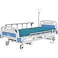Real Relax Premium 3 Function Full Electric Hospital Bed (with Mattress & IV Pole), Premium Medical Hospital Beds, with Locking Casters, Motor.