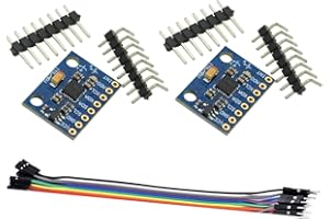 Ferwooh 2PCS MPU6050 GY-521 3-Axis Accelerometer Gyroscope Module MPU-6050 6 DOF Digital Acceleration Sensor Module with Cable