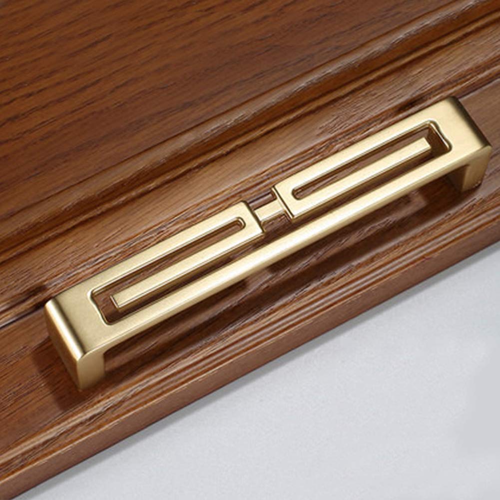 MOU 4 Pcs of Chinese Cabinet Hardware Handles, Drawer Pulls, Closet Handles Stylish Golden Copper Handles Double-Hole Handle