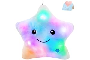 WEWILL 13'' Creative Twinkle Star Glowing LED Night Light Plush Pillows Light up Stuffed Animal Toys BIrthday Christmas Holiday Gifts for Kids