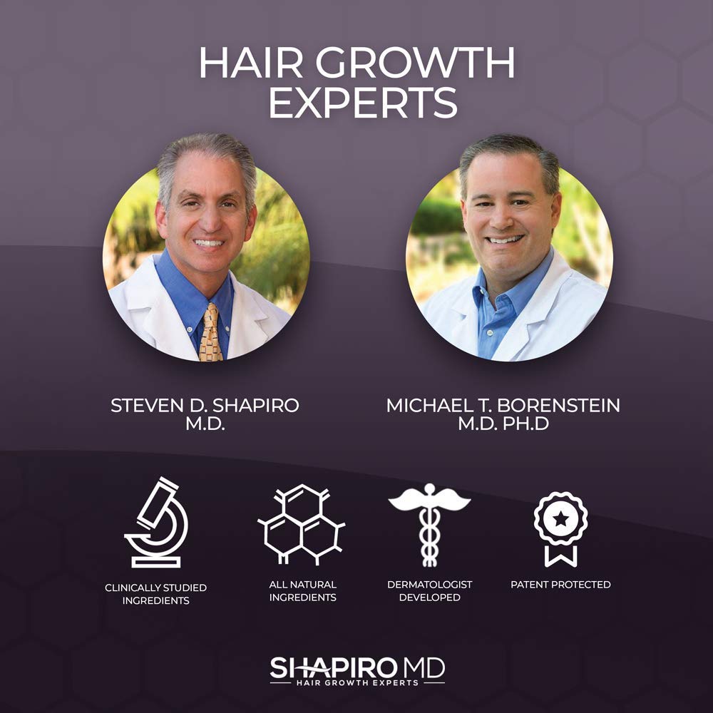 Hair Loss Shampoo | All-Natural Vegan Formula, DHT Blockers for Thinning Hair Developed by Dermatologists | Experience Healthier, Fuller and Thicker Looking Hair - Shapiro MD | 2-Month Hair Shampoo Supply: Beauty