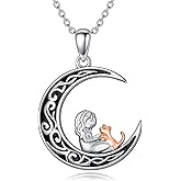 Qyvit Cat Necklace for Women 925 Sterling Silver Heart Women with Dog/Cat/Horse Pendant Necklace Cute Animal Dog Heart Necklace as Holiday Christmas Cat Jewelry for Cat Lovers Women