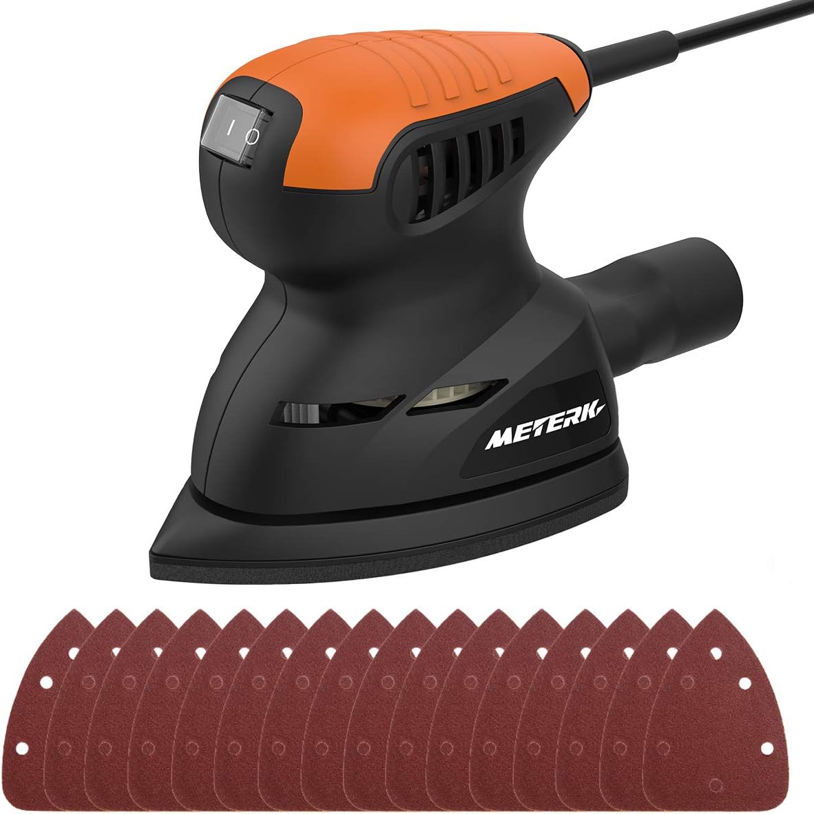Mouse Detail Sander, Meterk Random Orbital Sander 125W 13500RPM Sander with 16PCS Sandpapers Dust Collection Port, Wall Putty Polishing Machines Sander for Home Decoration and DIY Working - - 