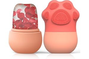 AQUUAERA Ice Face Roller, Ice Mold for Face and Eyes,De-Puff Eye Bags,Reduce Migraine Pain,Reusable Massage Silicone Ice Mold Skin Care Tools(Pink)