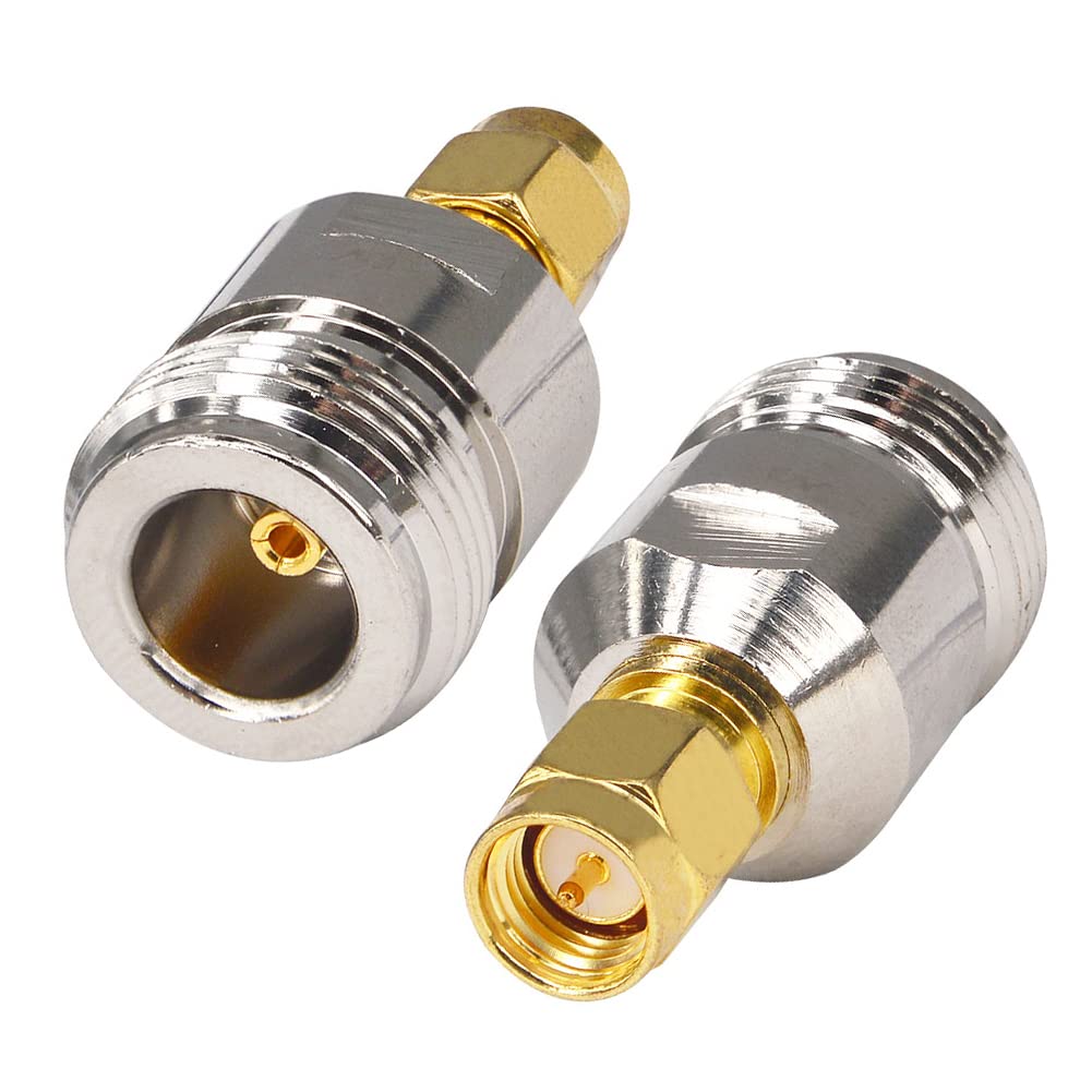 Boobrie SMA Male to N Type Female Connector N Type Female to SMA Male Adapter RF Connector WiFi Antenna Adapter for Antenna Broadcast Radios WiFi 2 Pack