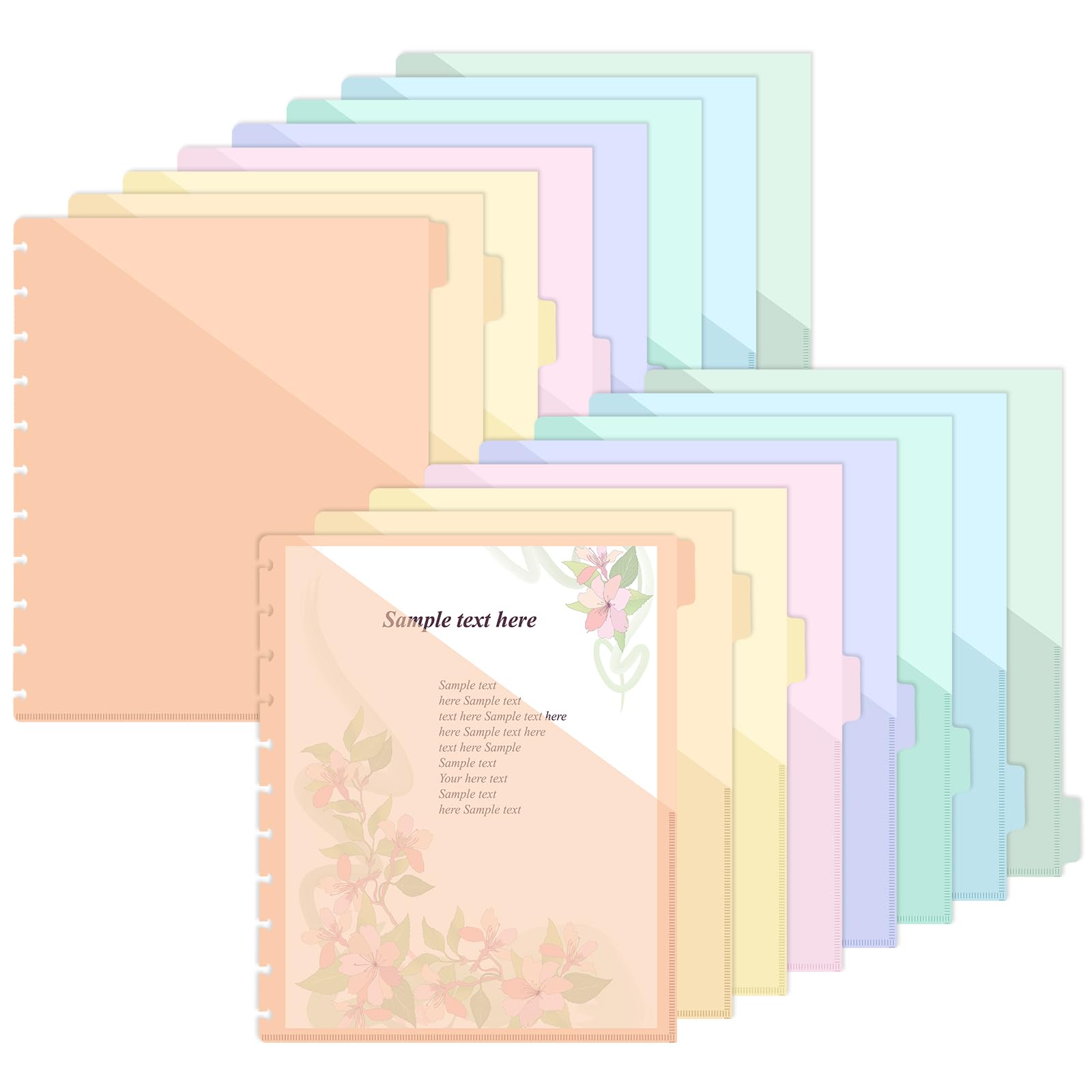 Photo 1 of 16 Pcs Discbound Pocket Dividers 8.5 x 11 Dividers with Tabs and Pockets Discbound Pocket Folders Letter Size Binder Divider Plastic Disc Planner Supplies for Business School Office(Macarons)