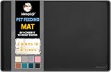 MateeyLife Cat Food Mat Anti-Slip Silicone Waterproof 46x30cm Black
