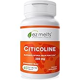 EZ Melts Citicoline - Brain Health & Memory Support Supplement - No Artificial Flavors - Non-GMO & Vegan - Strawberry Blast - 60 Dissolvable Tablets (60 Servings)
