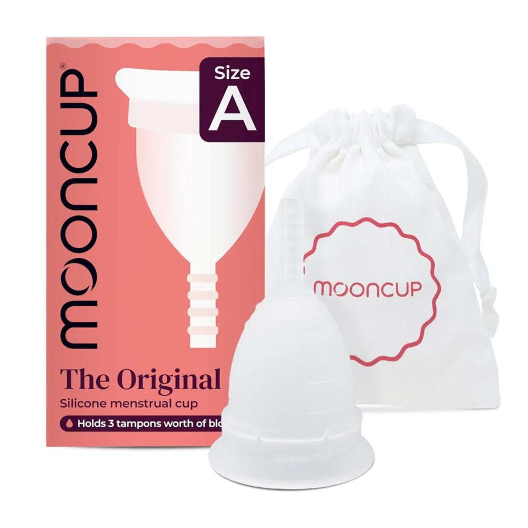 Mooncup Original Menstrual Cup - Medical-Grade Silicone Period Cup for Protection - Holds 3 Tampons Worth of Fluid - Toxin-Free, Eco-Friendly & Easy to Insert - Size A (for 30+ or Post-Childbirth)