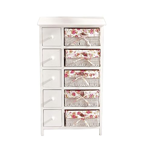 Tason Shabby Chic Rattan Chest Of Drawers White Wooden Storage