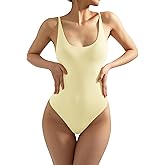 SUUKSESS Women Sexy Scoop Neck Thong Bodysuit Backless Cami Bodysuit Top