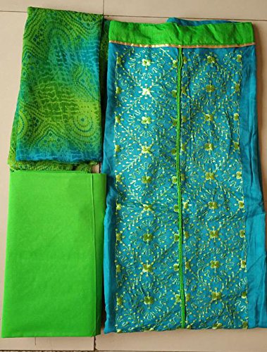 rajnandini women's chanderi cotton embroidered dress material(joplgf18014_blue_free size)
