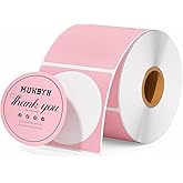 MUNBYN 2 Inch Pink Circle Thermal Sticker Labels, Self-Adhesive Round Direct Thermal Labels for Logo Design, QR Code, 750 Sheets/1 Roll