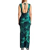 XinFSh Women's Bodycon Maxi Dress Sexy Backless Tie Mesh Long Formal Wedding Guest Cocktail Dresses