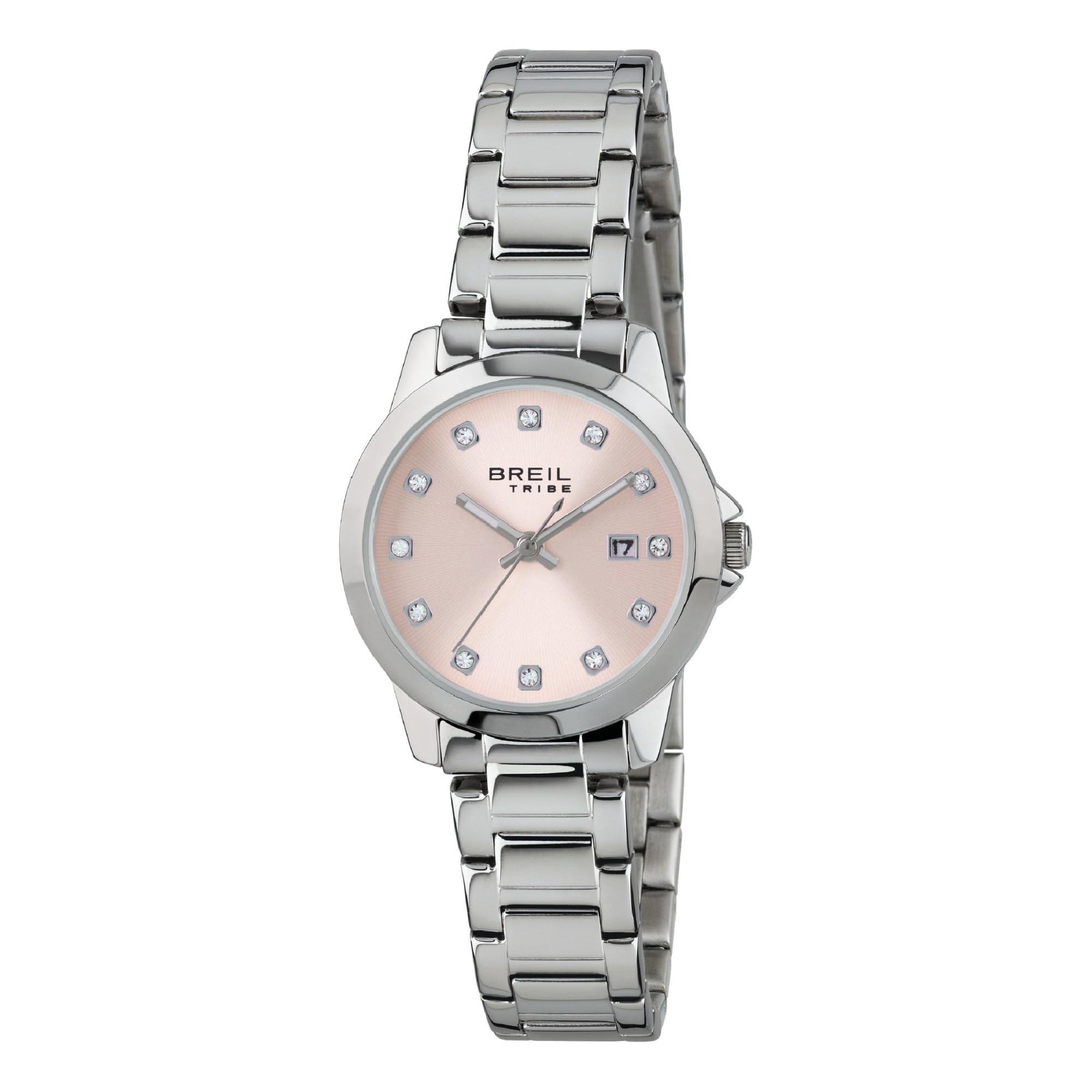 Breil - Ladies Watch Classic Elegance Collection EW0408 - Wristwatch with Pink Analogue Dial - TIME ONLY Movement - 3 Hands - Quartz Watches for Women - with Steel Wristband