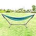 ONCLOUD 550 LBS Capacity Double Hammock with Stand Included with Portable Carrying Bag, Heavy Duty 2-Person Hammock for Outdoors & Indoors - Desert Stripe, Series TDCTZ1 - Blue Green Stripe