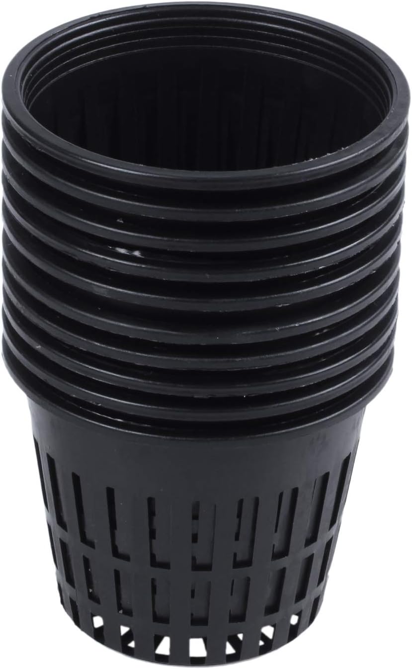 Luntus 10pcs 3 inch Heavy Duty Mesh Pot Net Cup Basket Hydroponic Aeroponic Planting Grow Clone Black
