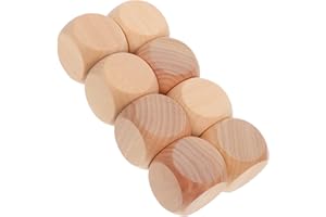 CHILDWEET 8pcs Blank Wooden Dice for DIY Crafts Educational Games Party Activities Four Colored Rounded Square
