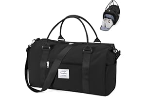 VGOCO Black Gym Bag for Women Men with Shoes Compartment and Wet Pocket,Sport Swimming Yoga Backpack,Waterproof Travel Duffel Bag Small Carry on Bag Overnight Weekender Bags Personal Item Bag for Airlines
