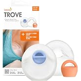 Boon Trove Silicone Manual Breast Pump - Discreet Milk Collector - 2 Count | Hands Free Breast Pump, Includes Canvas Travel Pouch, Breastfeeding Essentials, Passive Suction, Collects Up To 3 Ounces