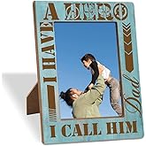 Wooden Photo Frame I Have A Hero I Call Him Dad Unique Father’s Day Present Warm Dad Birthday Keepsake Heartfelt Christmas & Thanksgiving Gift Beautiful Family Table Decorative Frame 8x6 Inches