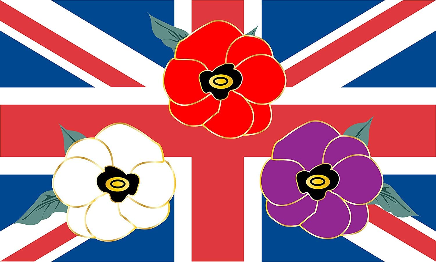 UK Remembrance Day Decorations Union Jack Flag With Poppy Flower Lest We Forget Flag Armistice Day Poppy Flags 5ft x 3ft with Eyelets
