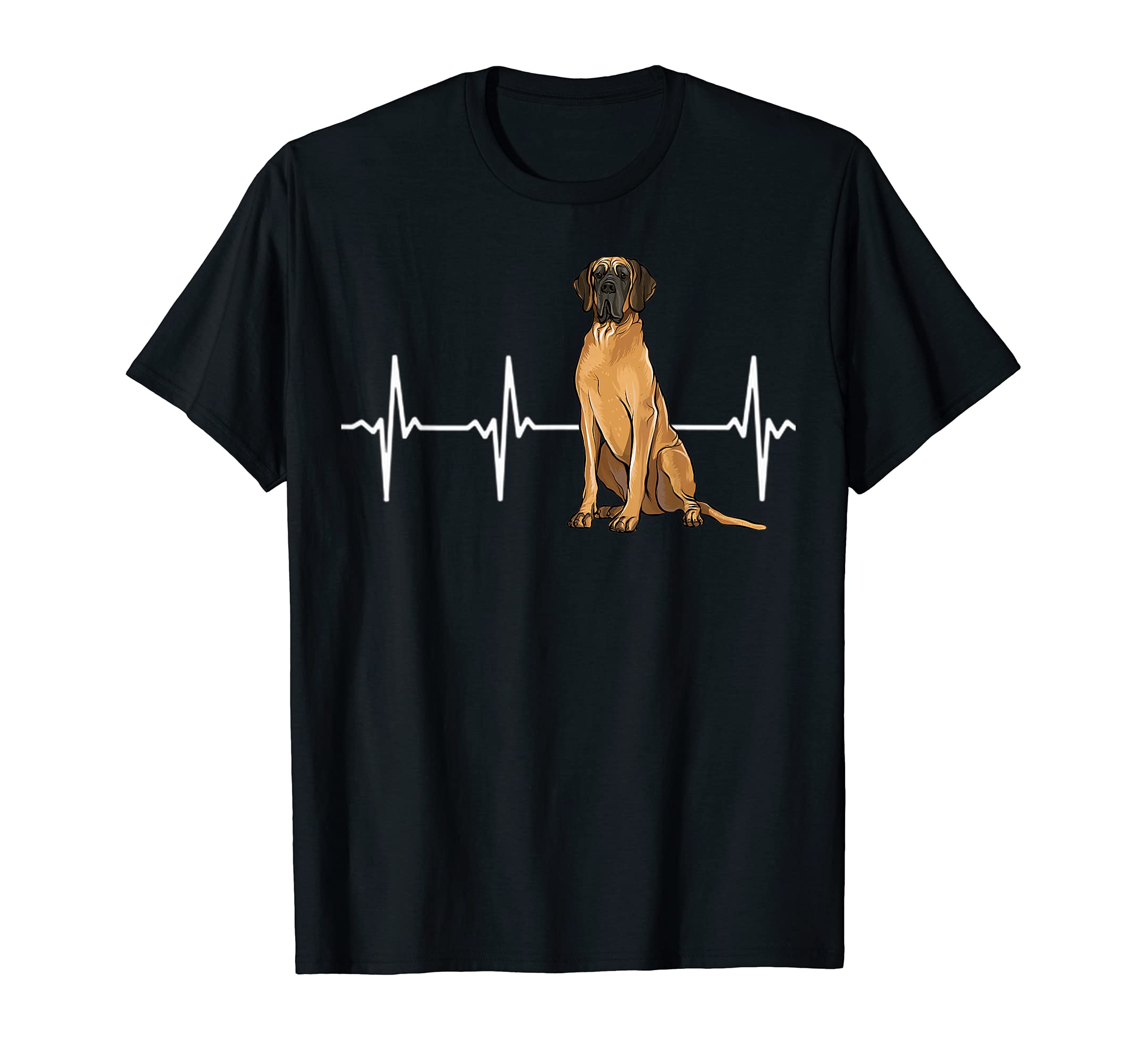 Brown Great Dane Heartbeat Dog Lover T-Shirt