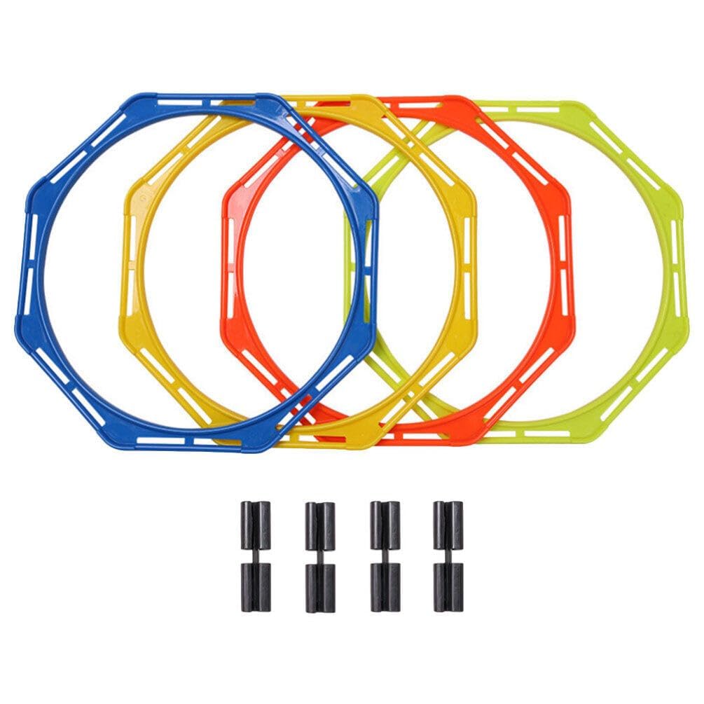CLISPEED 4pcs Sports Speed Rings Set, Agility Hoops Ladder Set, Youth Agility Footwork Training and Speed Hurdles Rings, Football Control Skills Loop, Obstacle Course Challenges