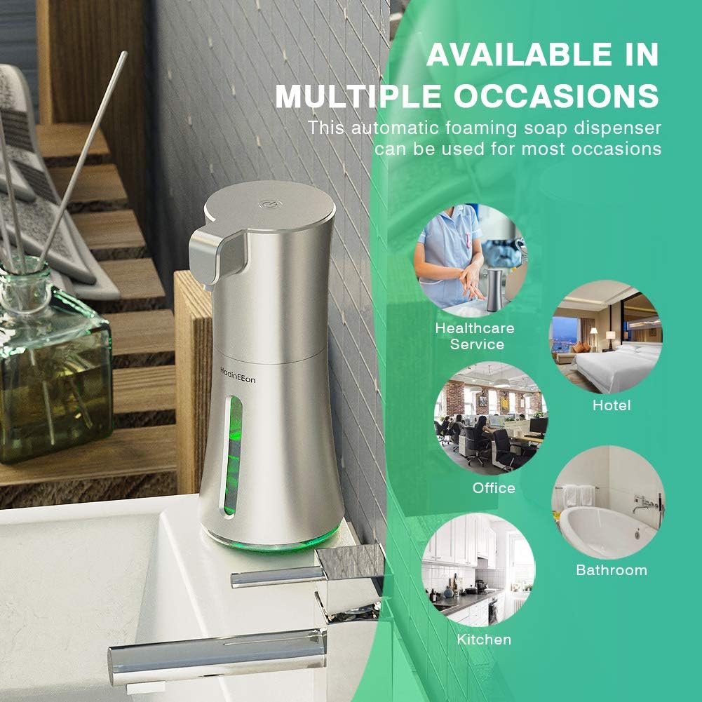 HadinEEon Soap Dispenser Automatic, Foaming Soap Dispenser Touchless 350ml/12oz, Battery Operated Hand Free Automatic Foam Liquid Soap Dispenser for Bathroom or Kitchen: Home & Kitchen