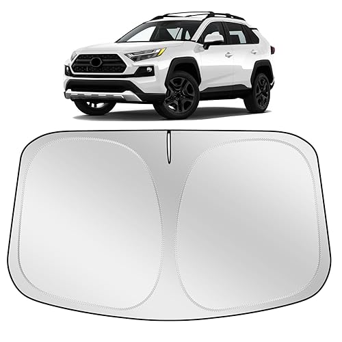 XHRING Car Windshield Sun Shade Sunshade Compatible with Toyota RAV4/RAV-4 LE XLE Premium Limited XSE Hybrid 2025 2024 2023 2022 2021 2020 2019 Accessories, Foldable Car Window Cover Sun Visor Shield